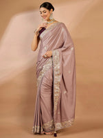 Saree Mall Women's Crepe Mauve Embellished Designer Saree With Blouse Piece-SRENIK2083B