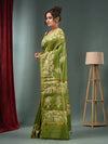 Light Green Blended Silk Handwoven Saree With Floral Border-MA50BSL34710003