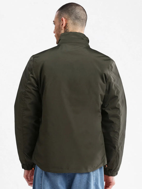 Men Hooded Olive Solid Tailored Oversized Jacket comes with Detachable Hoodie and Inner Jacket-7552-Olive