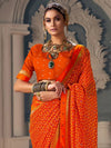 Saree Mall Women's Georgette Orange Embellished Designer Saree With Blouse Piece-VATIKA1003