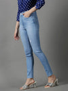 Women's Blue Solid Slim Fit Denim Jeans-GZ-5214-2-Blue