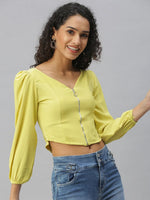 Women's Green Solid Crop Tops-AE-10313-Limegreen