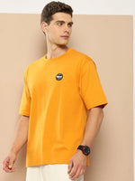 Difference of Opinion Mustard Typography Oversized T-shirt