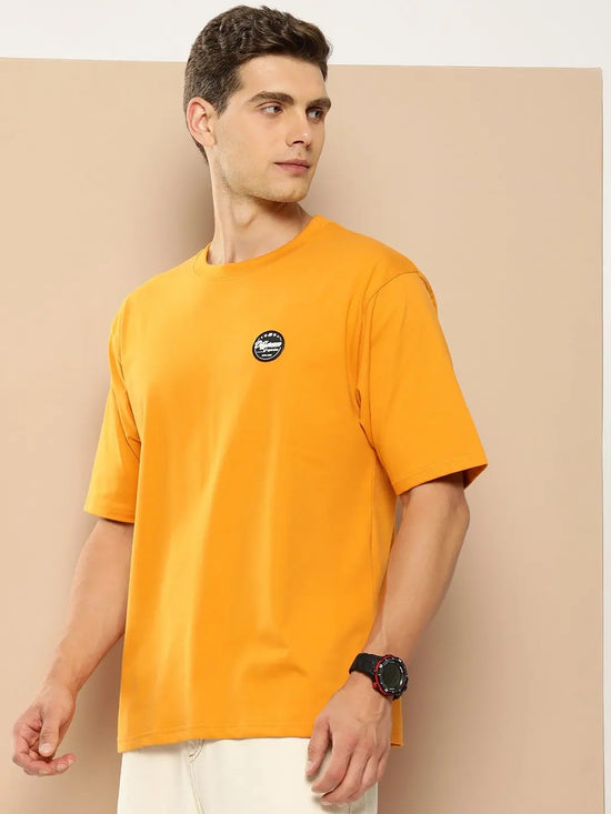 Difference of Opinion Mustard Typography Oversized T-shirt