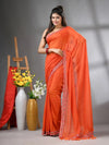 Orange Mul Cotton Soft Saree With Embroidered Borders-MA62MCT33990002