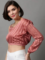 Women's Mauve Solid Crop Top-AE-10404-Mauve