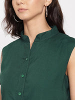 Front placket two layer midi dress in Bottle Green