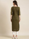 Women Olive Embellished Straight Kurta-SKC-1210-Olive