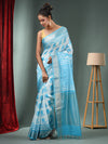 Sky Blue Blended Silk Handwoven Saree With Zari Border-MA50BSL34830030