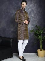 Woven Design Silk Blend Kurta with Pyjama-JOKP-P-5032Purple