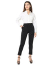 Smarty Pants Women's Cotton Lycra High Raise Waist Ankle Length Black Formal Trouser