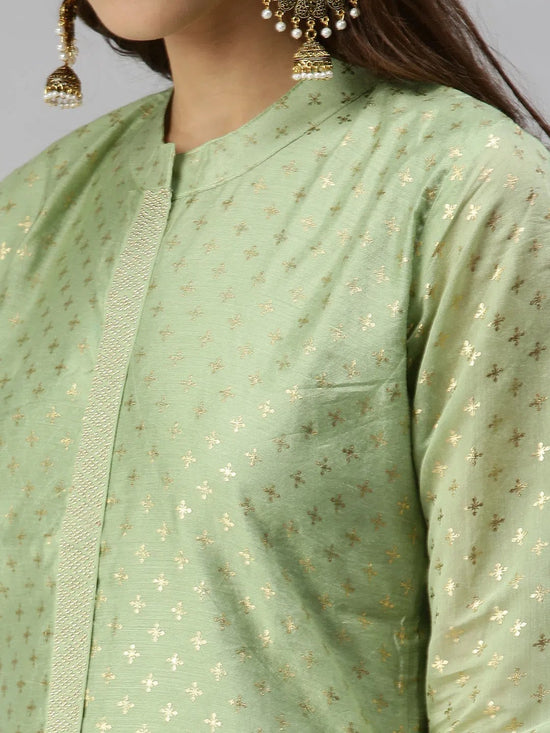 Women's Green Embellished Straight Kurta-GC-1007-Green