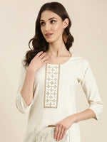 Women Cream Solid Straight Kurta-SKC-840-Cream