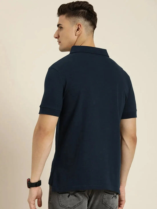 Dillinger Navy Blue Solid Regular Polo T-shirt-DLPOL003NVY-S