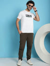 Venitian Men Printed Round Neck White Cotton Lycra T-Shirt