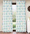 Home Sizzler 2 Pieces Bloom Burst Eyelet Polyester Door Opaque Curtains - 7 Feet, Aqua-HS2PC001719DR