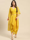 Shrug with crop top and skirt in Yellow