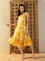 Strappy Layered Midi Dress in Yellow Tie & Dye-TP0479TD6