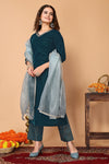 Avanshee Women's Latest Solid Velvet Kurta, Pant With Dupatta-ES-7516