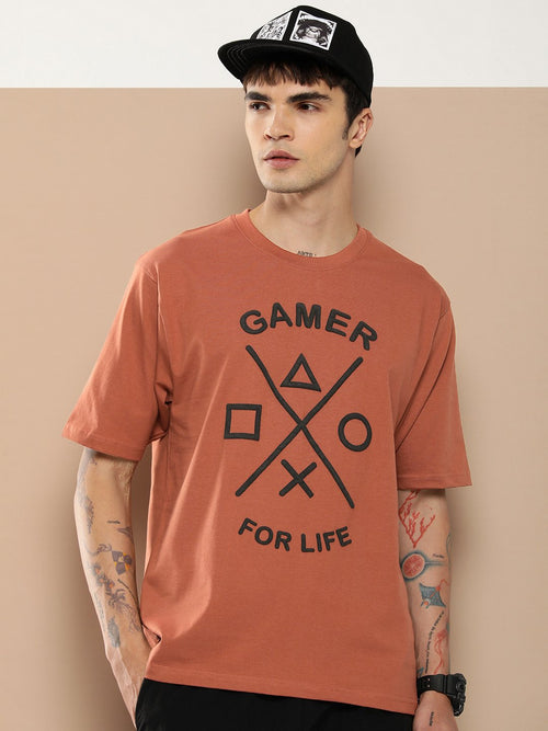Difference of Opinion Brown Graphic Oversized T-Shirt