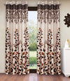 Home Sizzler 2 Pieces Leafy Elegance Panel Eyelet Polyester Door Curtains - 7 Feet, Brown-HS2PC001732DR