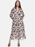 Floral Off-White Blouson Sleeve Maxi Dress-17411