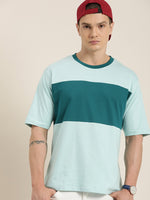 Dillinger Blue Colourblocked Oversized T-Shirt