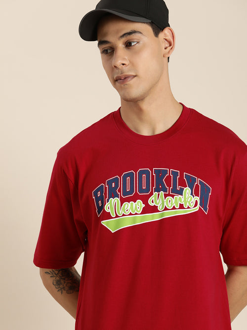 Dillinger Red Typographic Oversized T-shirt