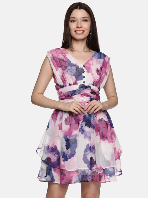 Floral Multicolor Tiered Dress-17404