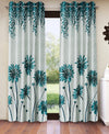 Home Sizzler 2 Pieces Sunflower Panel Eyelet Polyester Door Curtains - 7 Feet, Turquoise Green-HS2PC001749DR