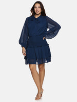 Blue Tie- Knot Smocked Dress-17432