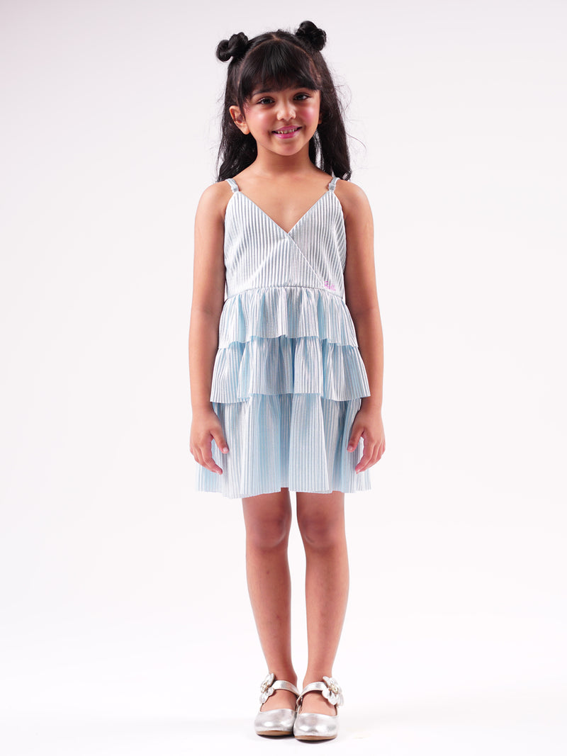 Lil Drama's Barbie Blue Shimmer Pleating Ballerina Dress for Tween Girls