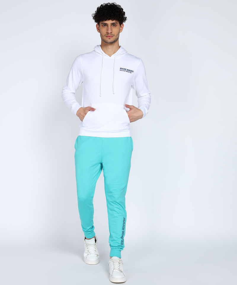 Men's Trendsetting Hoodie and Joggers Set with "Make Waves" Print-French Terry
