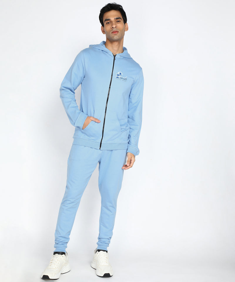 Men's French Terry Blue Hoodie and Joggers Set with Salty Soul Print