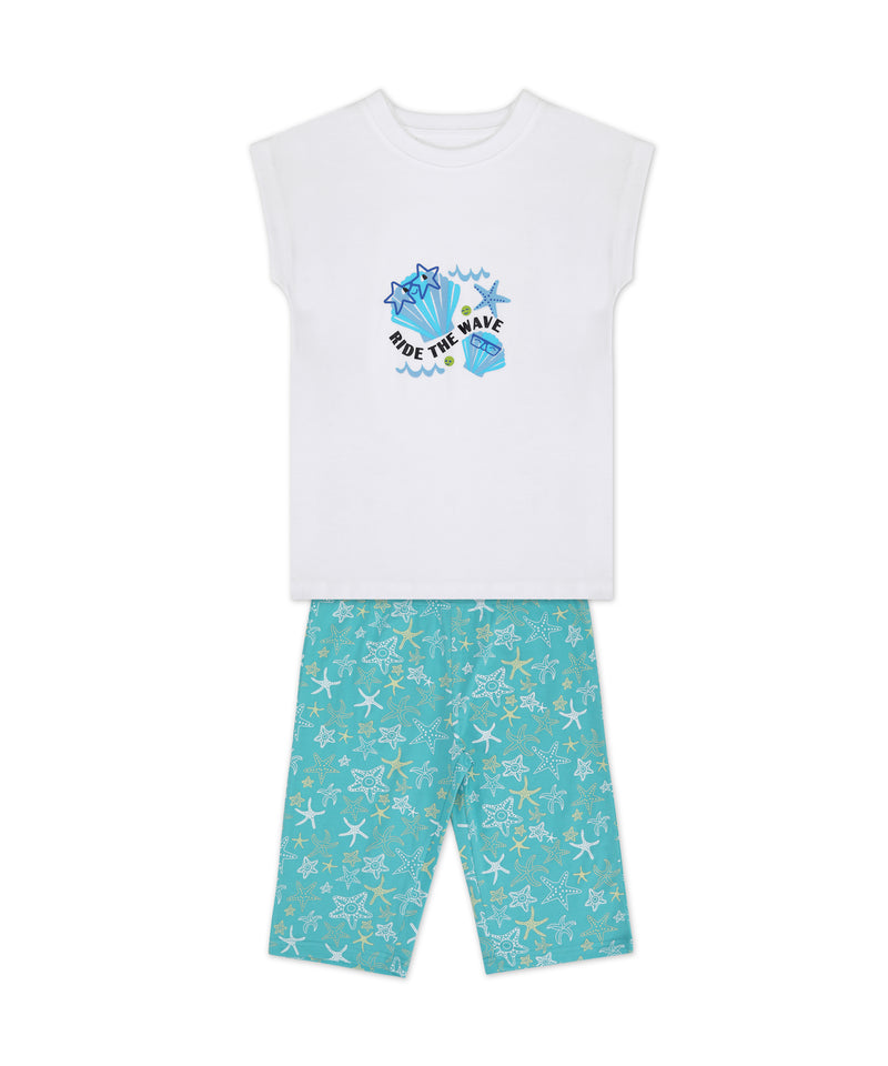 Contrasted Colors Tee and Shorts Set for Girls-Cotton Jersey