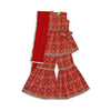 Desi Soota Cotton Kurti Sharara with Dupatta for Girls - Red-M046