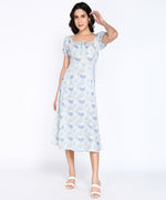 Women Cotton Flex Trendy A-Line Strappy Midi Dress