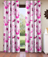 Home Sizzler 2 Pieces Abstract Garden Eyelet Polyester Door Curtains - 7 Feet, Purple-HS2PC001695DR