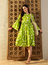 Bell Sleeve Midi Dress in Lime Green Tie & Dye-TP0339TD11