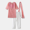 Desi Soota Cotton Kurti Pajama with Dupatta for Girls - Pink-M032