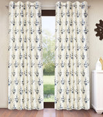 Home Sizzler 2 Pieces Bloom Burst Eyelet Polyester Door Opaque Curtains - 7 Feet, Grey-HS2PC001717DR