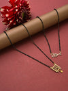 Set of 2 Love & Bird Gold-Plated & AD-Studded Black Beaded Mangalsutra