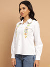 White Shirt with Parallel Cradle Embroidery-SISH0060624