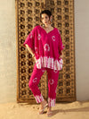 Anti Fit Kaftan with Pants in Pink Tie & Dye-TP0540TD17