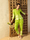 Box Pleat top with Pants Co-Ord Set in Lime Green Tie & Dye-TP0526TD3