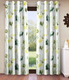 Home Sizzler 2 Pieces Abstract Garden Eyelet Polyester Long Door Opaque Curtains - 9 Feet, Green-HS2PC001694LD