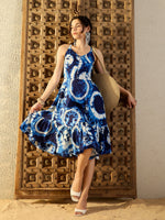 Strappy Layered Midi Dress in Blue Tie & Dye-TP0479TD7