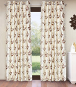 Home Sizzler 2 Pieces Bloom Burst Eyelet Polyester Door Opaque Curtains - 7 Feet, Brown-HS2PC001712DR