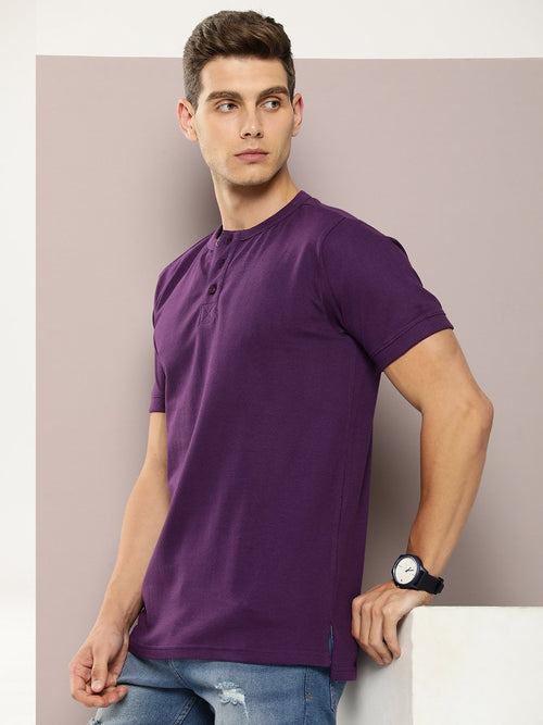 Dillinger Purple Solid Regular Heney T-shirt