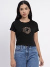 Black Embroidered Crop Top-SICT0010124